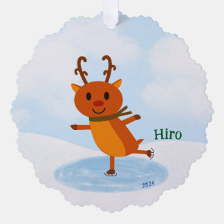Carte Décorative Vacances Reindeer Patinage Sur Glace | Cadeau de N