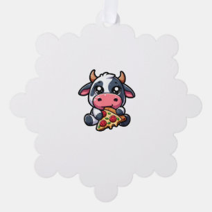 Carte Décorative Vache Manger Pizza Margherita Repas Footies _4