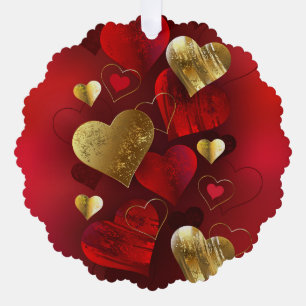 Carte Décorative Valentines dorées et rouges