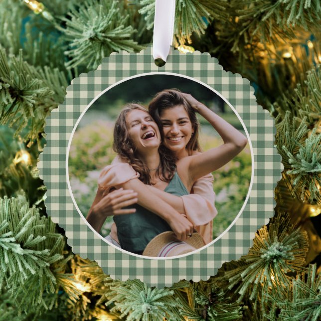 Carte Décorative Vert Gingham Rustique Noël Moderne Photo (Insitu (Arbre))