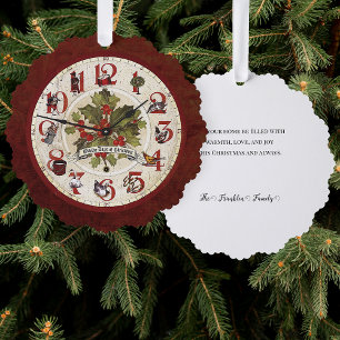 Carte Décorative Vintage 12 jours de l'horloge de Noël