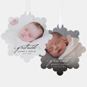 Carte Décorative Vintage classique Noir Script Baby First Noel Phot