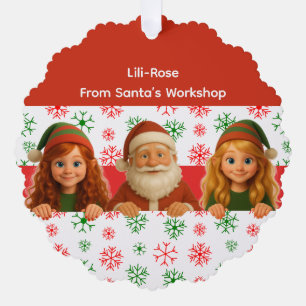 Carte Décorative Visages de Père Noël & d'elfe Papier de Noël amu