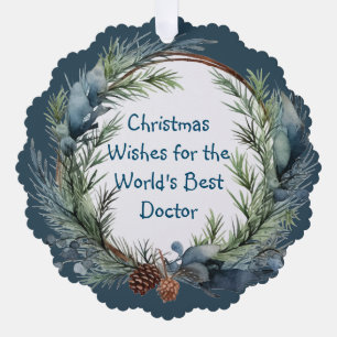 Carte Décorative Voeux de Noël Pine Green Wreath pour Docteur