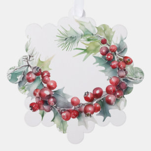 Carte Décorative Watercolor Holiday Wreath Personnalisé Noël