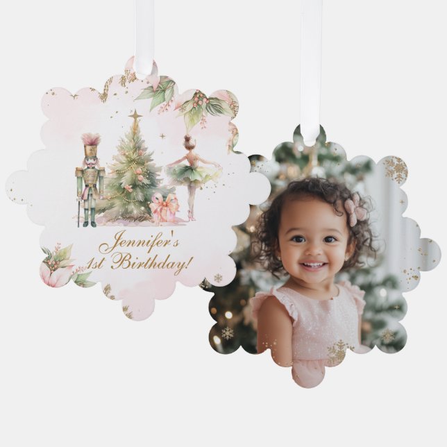 Carte Décorative Whimsical Winter Onederland gold foil snowflakes (Recto/Verso)