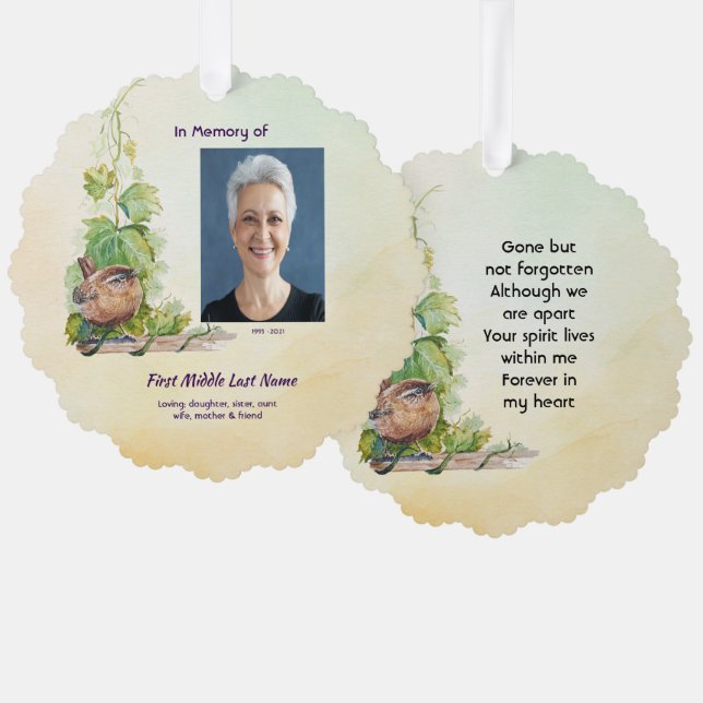 Carte Décorative  Wren Bird Vineyard Memorial Keepsake (Recto/Verso)