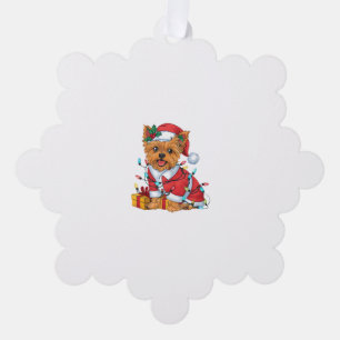 Carte Décorative Yorkie Xmas Éclairage Père Noël Yorkie Chien Noël