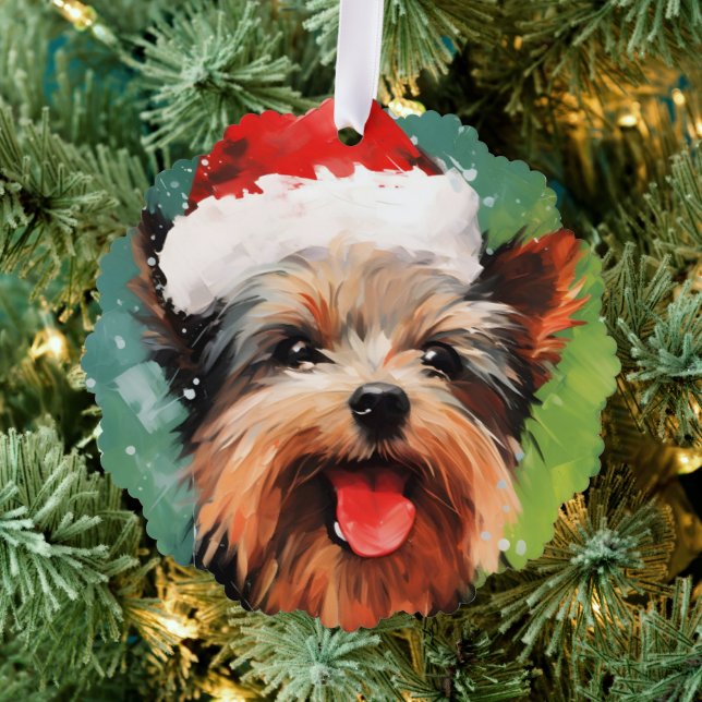 Carte Décorative Yorkshire Terrier peinture de Noël (Insitu (Arbre))