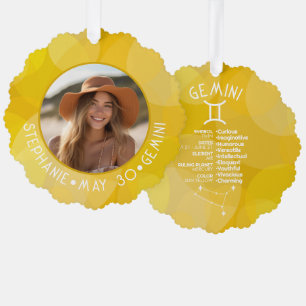 Carte Décorative Zodiac Gemini Personnalisé Anniversaire Photo Astr
