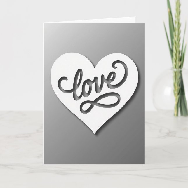 Carte découpée cœur blanc amour (Devant)