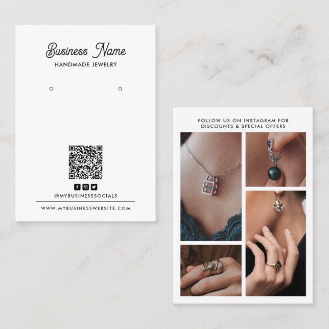 Carte d'écran d'oreille à 4 photos en noir et blan (Devant / Derrière)