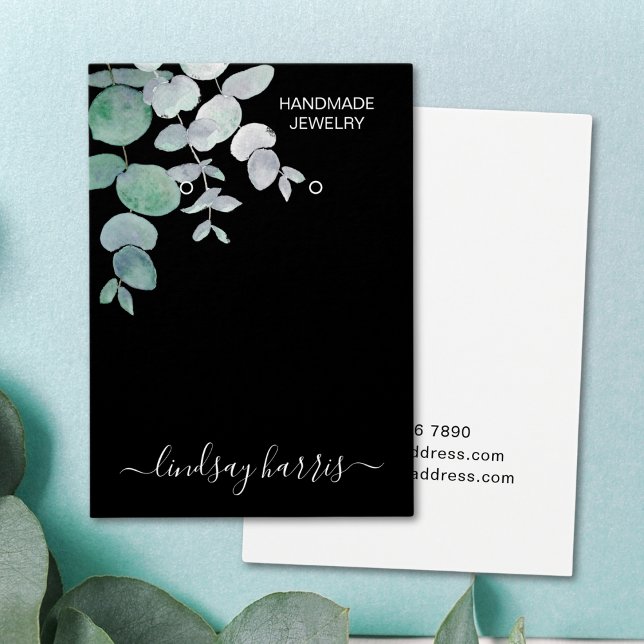Carte d'écran noir Eucalyptus Aquarelle (Créateur téléchargé)
