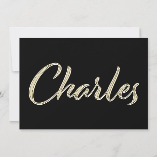 Carte d'écriture manuscrite en or blanc Charles (Devant)