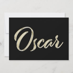 Carte d'écriture manuscrite en or blanc Oscar Name