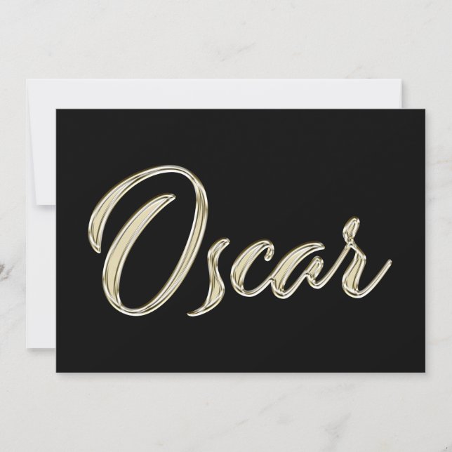 Carte d'écriture manuscrite en or blanc Oscar Name (Devant)