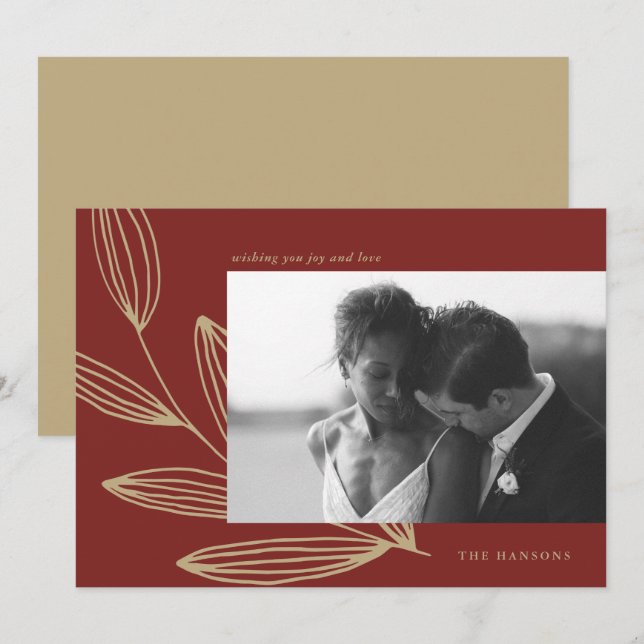 Carte Deep Red Sprout Photo Holiday (Devant / Derrière)