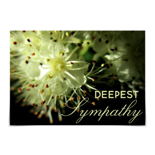 Carte "Deepest Sympathy" Floral blanc