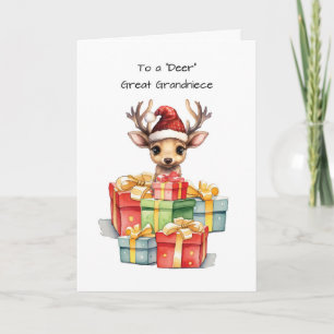 Carte Deer Great Grande Grande Grande-nièce mignonne Noë