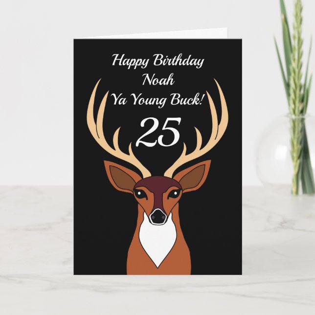 Carte Deer Hunter Funny Young Buck 25e anniversaire (Devant)