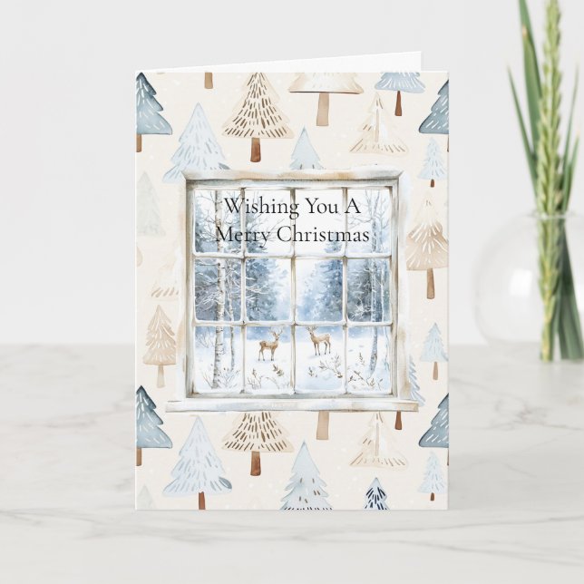 Carte Deer in Window Christmas Trees (Devant)
