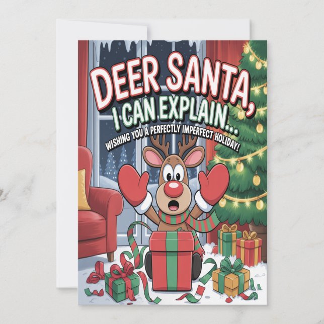 Carte Deer Santa, je peux expliquer Noël (Devant)