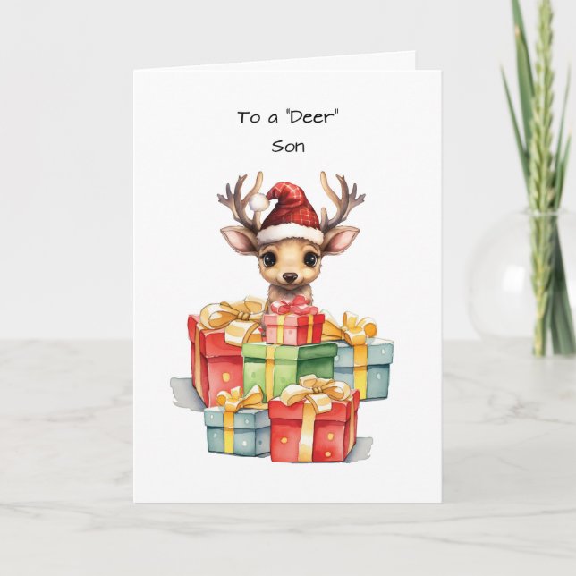 Carte Deer Son adorable Noël Piles d'amour (Devant)