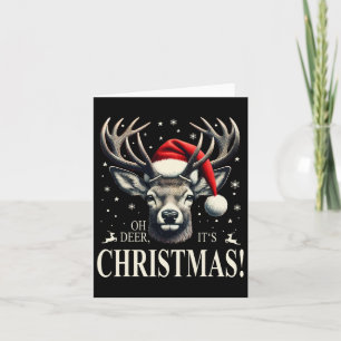 Carte Deer With Santa Hat Oh Deer C'est Noël