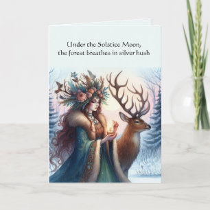 Carte Déesse et Cerf Solstice d'Hiver Bénis