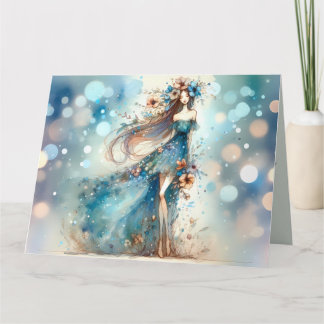 Carte Déesse Imaginaire Ethérée dans un rêve d'aquarelle
