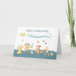 Carte Défilé d'animaux pour bébé personnalisé par groupe