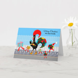 Carte Défilé portugais de cadeaux de coq et de Baubles