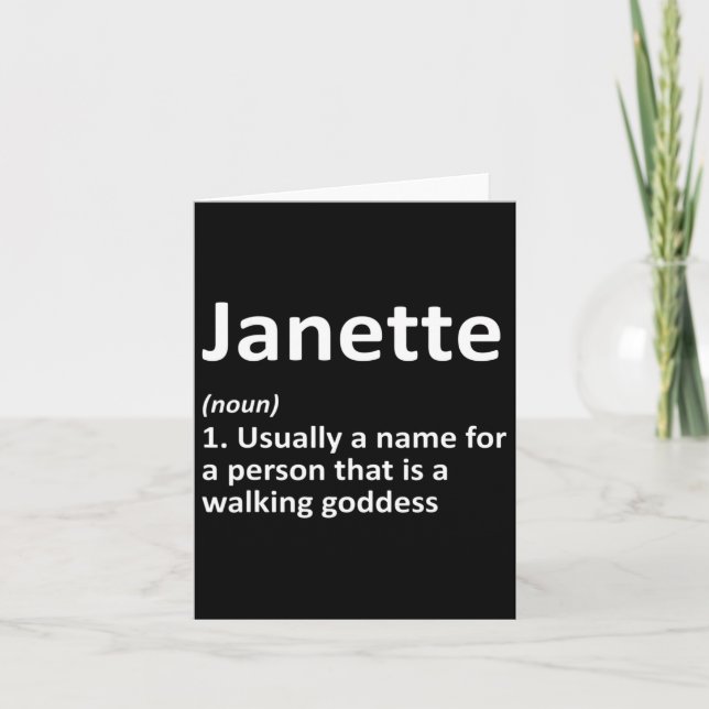 Carte Définition de Janette Nom Personnalisé Cadeau d'an (Devant)