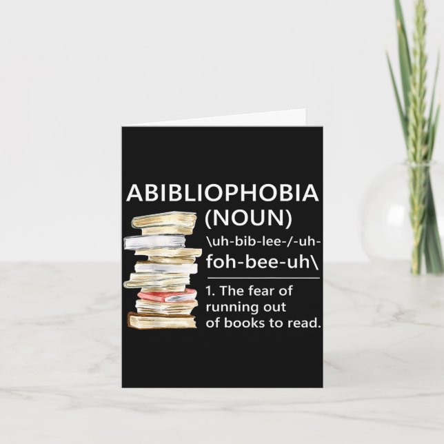 Carte Définition de l'abibliophobie drôle lecteur ver de (Devant)