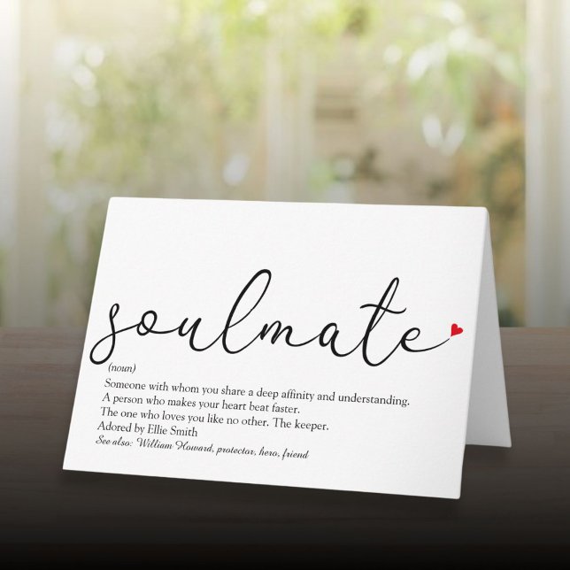 Carte Définition de l'âme sœur de l'amour du script (Script Love Heart Soulmate Definition Card)