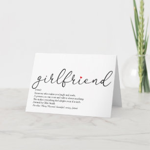 Carte Définition de petite amie cœur d'amour de script