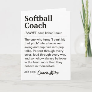 Carte Définition d'entraîneur de softball remerciement p