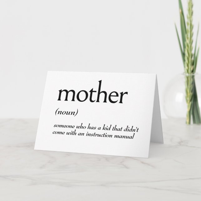 Carte Définition du dictionnaire pour MÈRE (Devant)