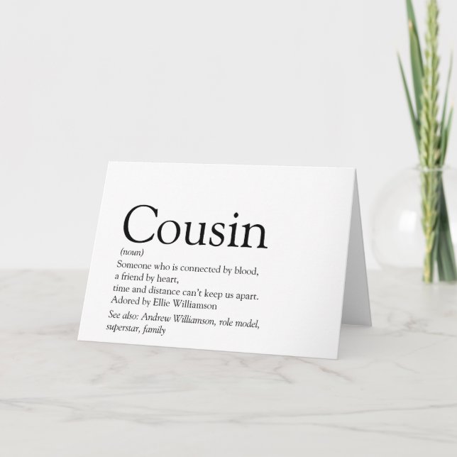 Carte Définition du meilleur cousin au monde (Devant)