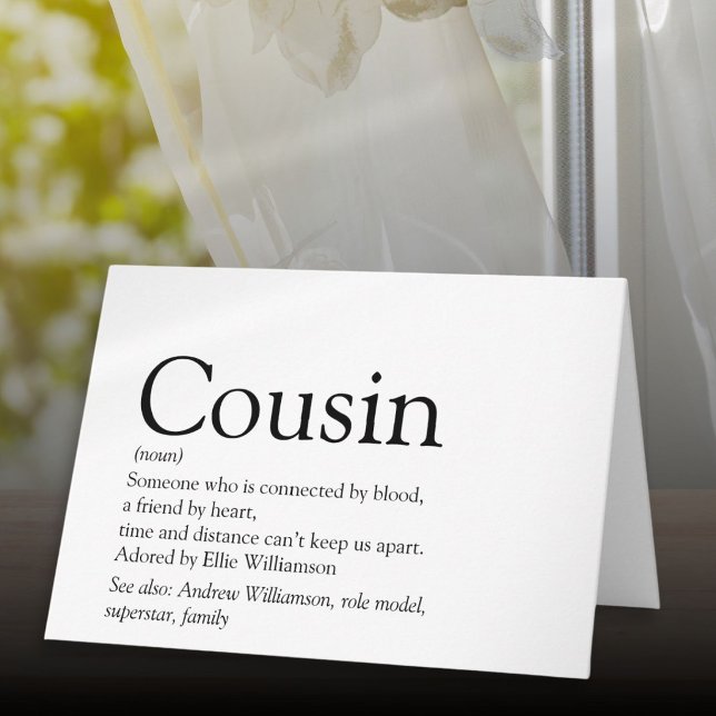 Carte Définition du meilleur cousin au monde (World's Best Ever Cousin Definition Card)