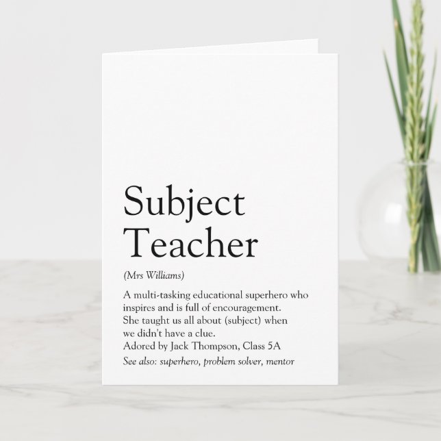 Carte Définition du meilleur professeur du monde (Devant)