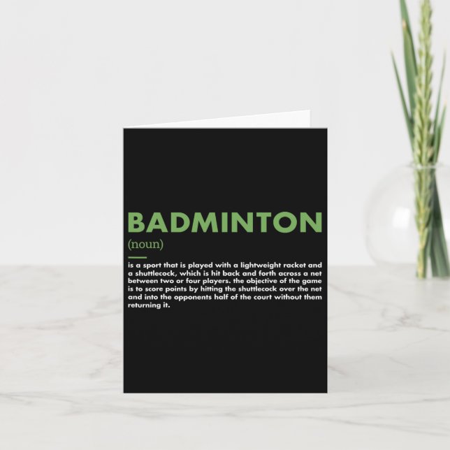 Carte Définition du sport Badminton (Devant)
