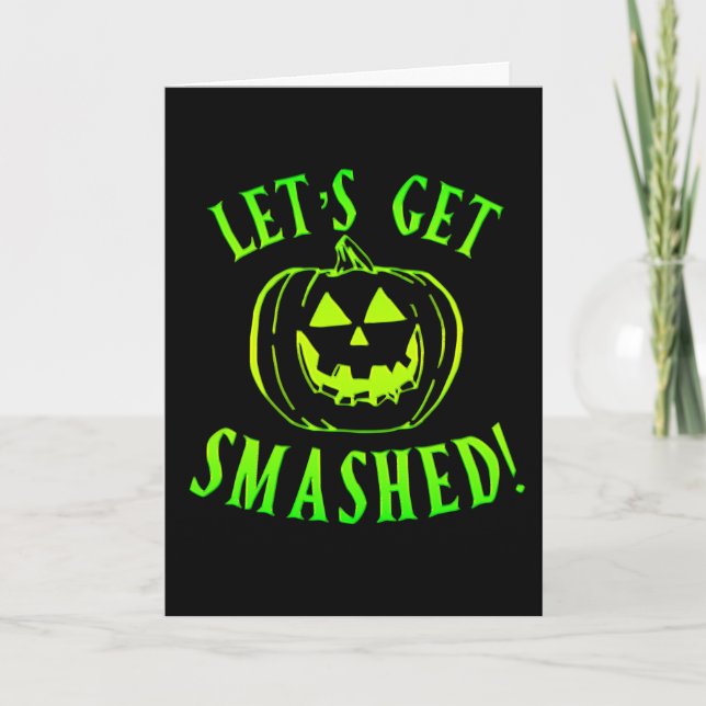 Carte Défonçons la Citrouille Verte Halloween (Devant)