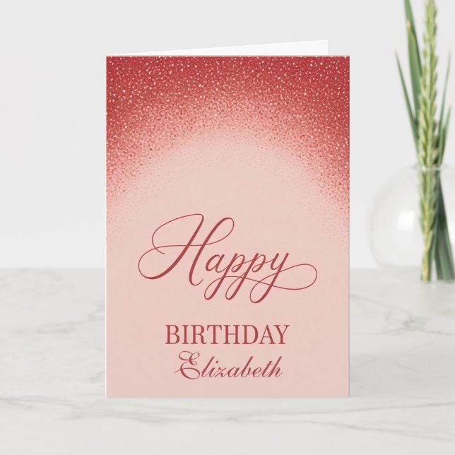 Carte Dégradé Rouge Élégant pour Anniversaire (Devant)