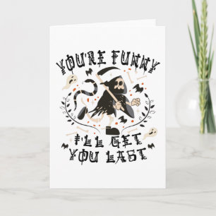 Carte Déguisement d'Halloween squelette de la Faucheuse 