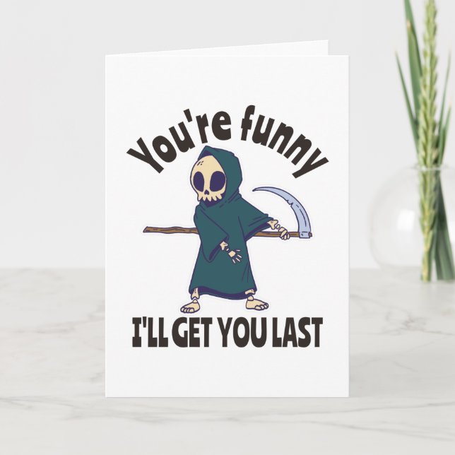 Carte Déguisement drôle de Grim Reaper squelette Hallowe (Devant)