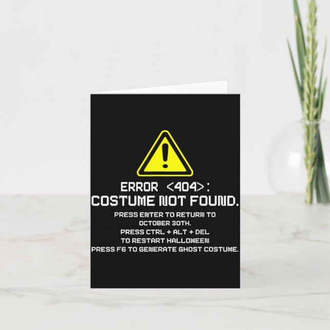 Carte Déguisement Erreur 404 Introuvable Funny Halloween (Devant)