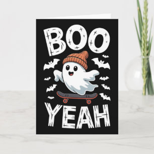 Carte Déguisement Halloween Fantôme Skateboard Boo Yeah