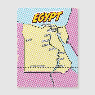 Carte d'Égypte illustrée dans le style Pop Art