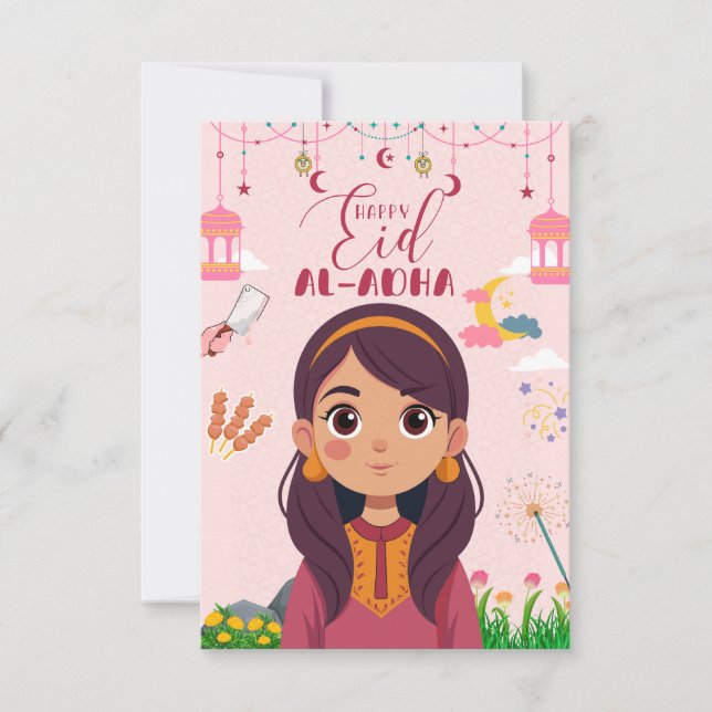 Carte d'Eid Moubarak pour fille (Devant)